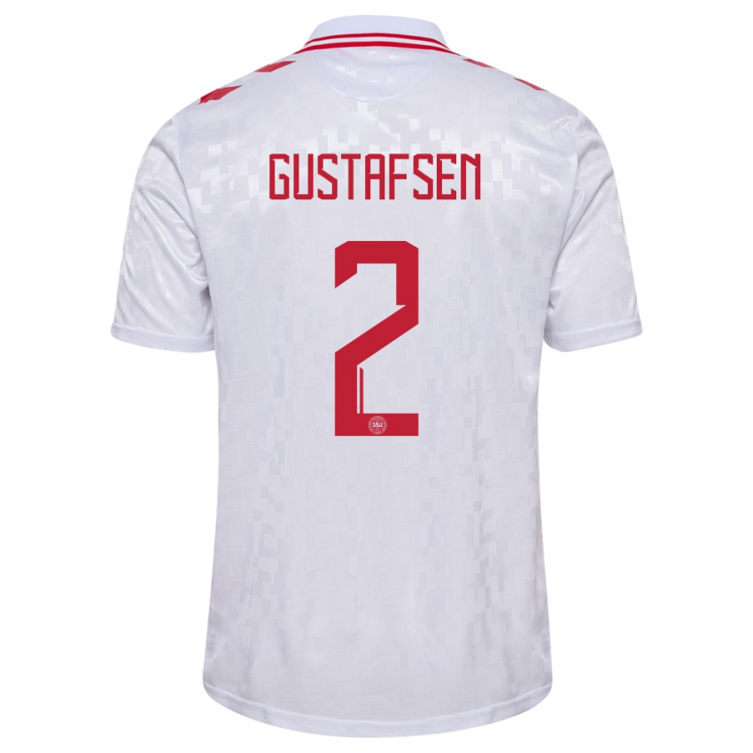 Kinder Dänemark Victor Gustafsen #2 Weiß Auswärtstrikot Trikot 24-26 T-Shirt