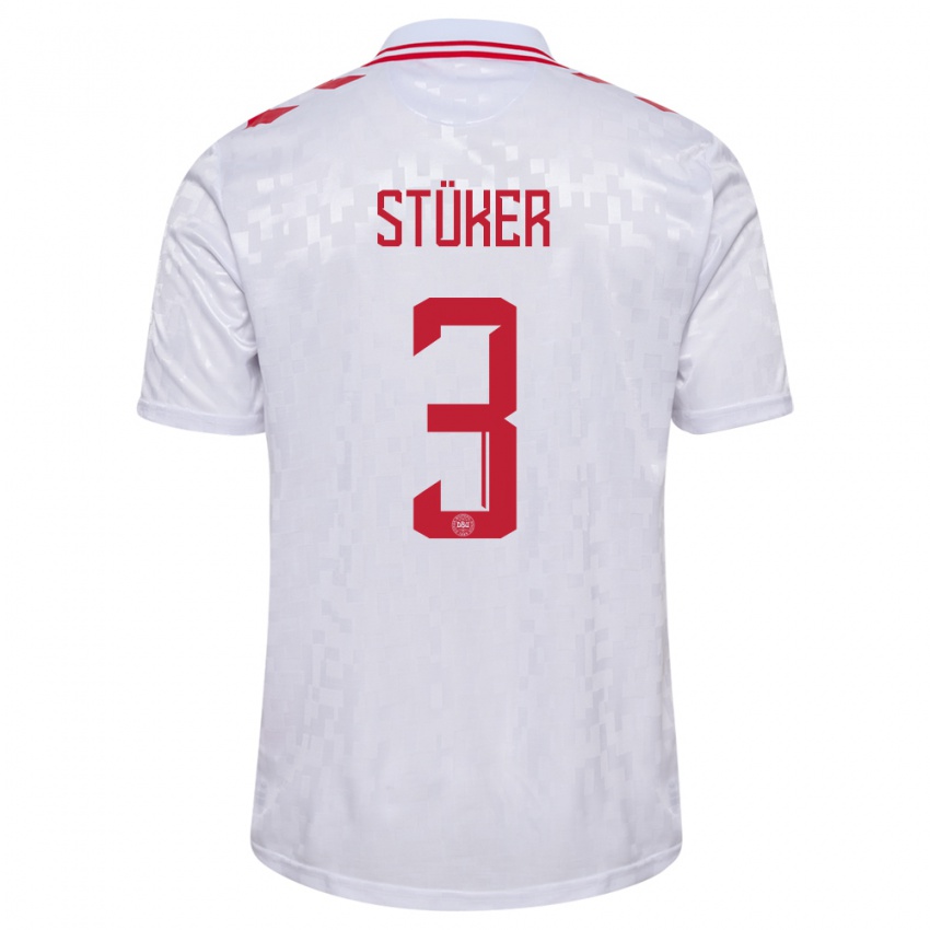Kinder Dänemark Simon Stüker #3 Weiß Auswärtstrikot Trikot 24-26 T-Shirt