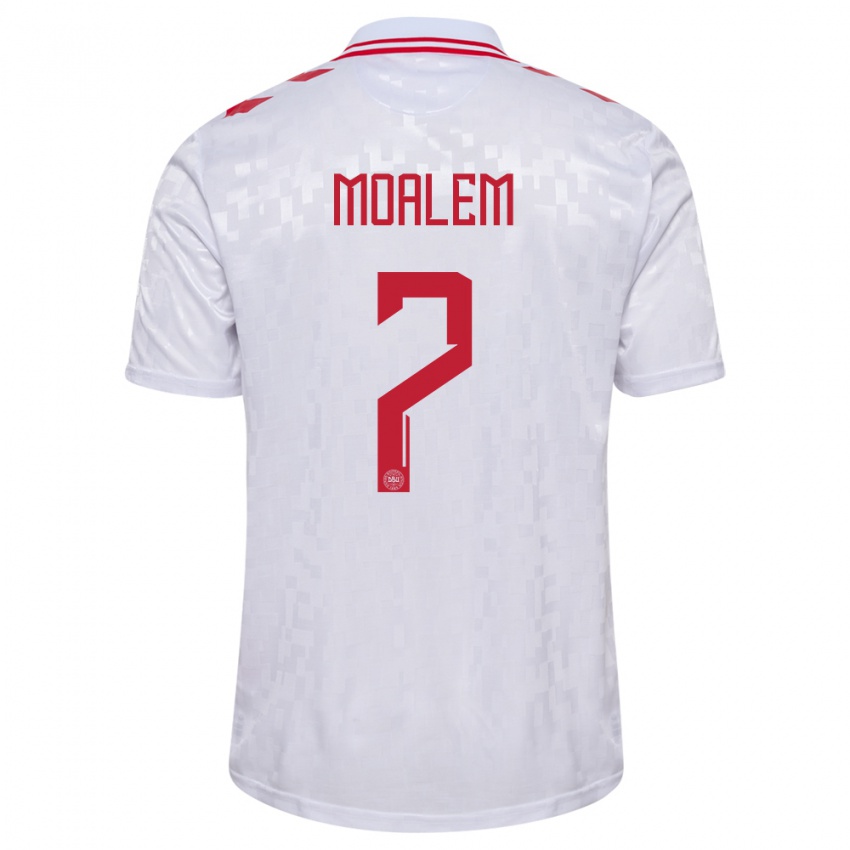 Kinder Dänemark Jonathan Moalem #7 Weiß Auswärtstrikot Trikot 24-26 T-Shirt