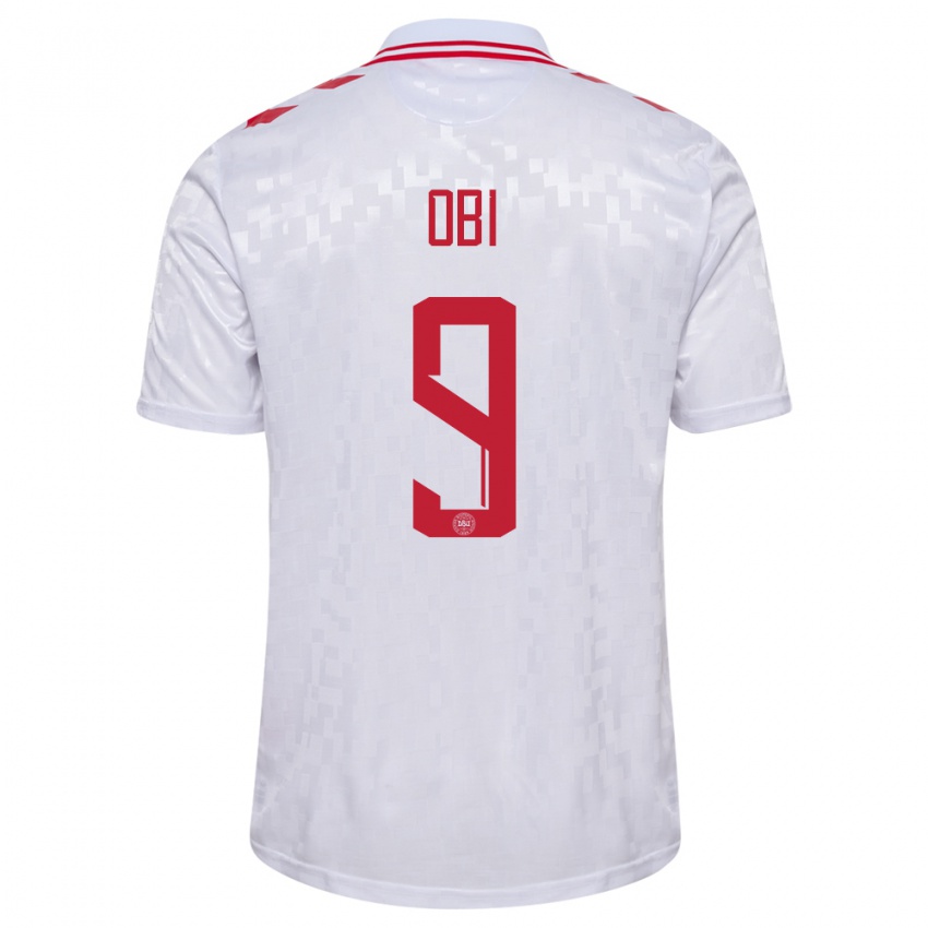 Kinder Dänemark Chido Obi #9 Weiß Auswärtstrikot Trikot 24-26 T-Shirt