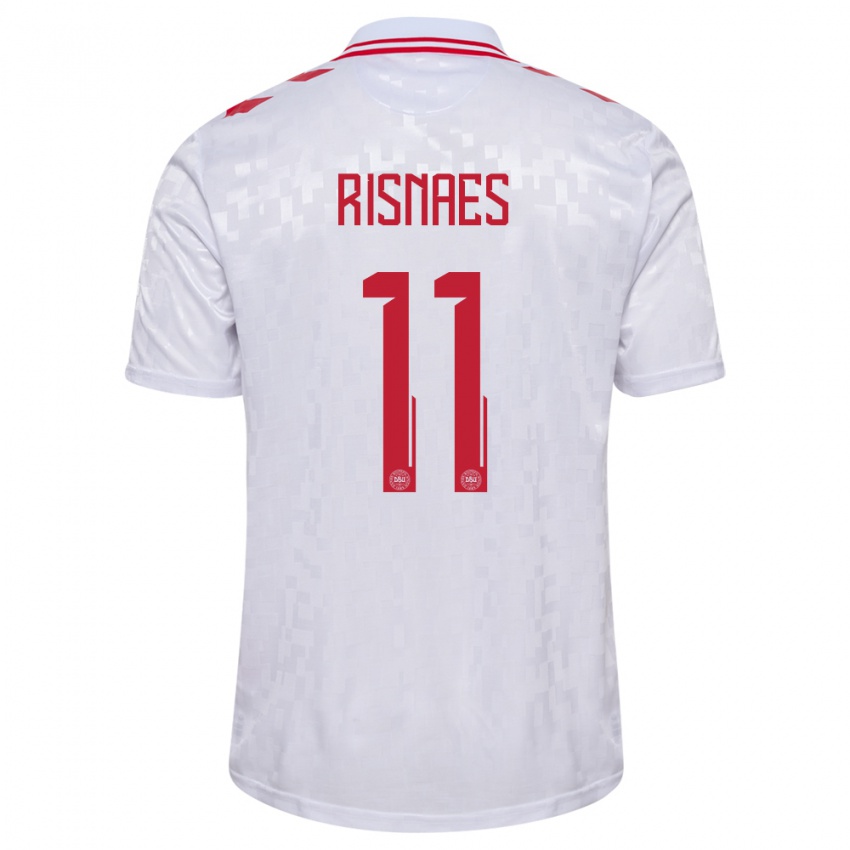 Kinder Dänemark Roberto Risnaes #11 Weiß Auswärtstrikot Trikot 24-26 T-Shirt