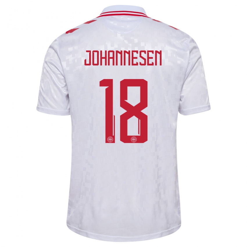 Kinder Dänemark Sofus Johannesen #18 Weiß Auswärtstrikot Trikot 24-26 T-Shirt