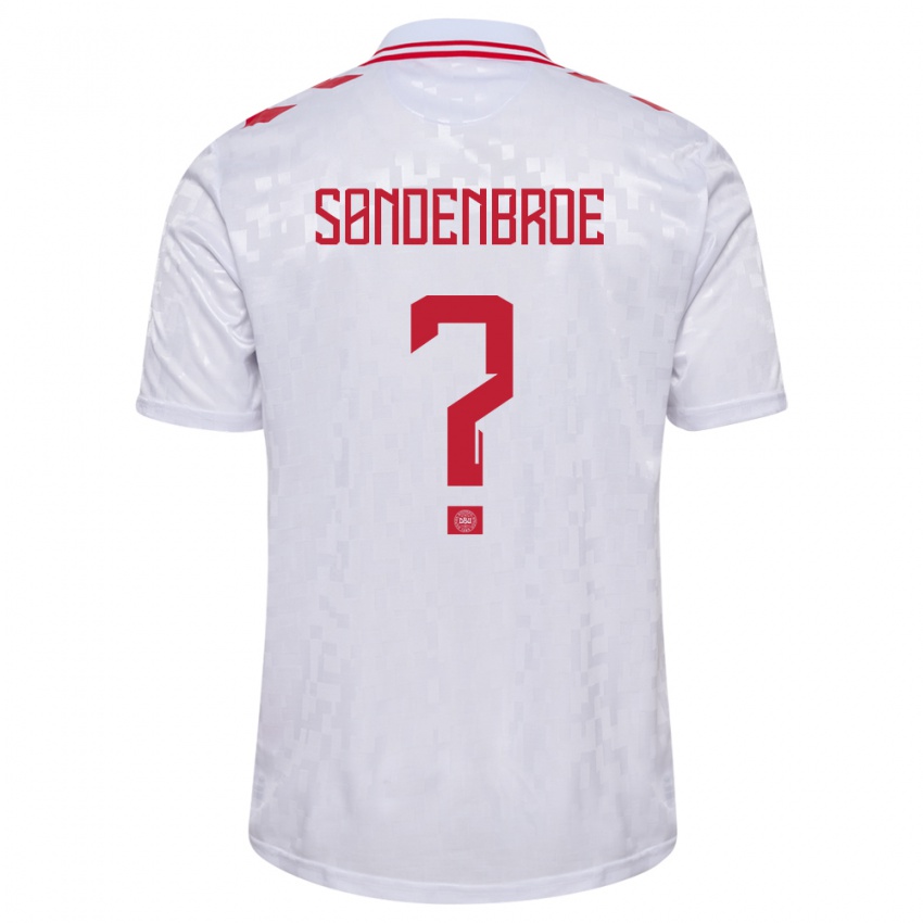 Kinder Dänemark Andreas Søndenbroe #0 Weiß Auswärtstrikot Trikot 24-26 T-Shirt