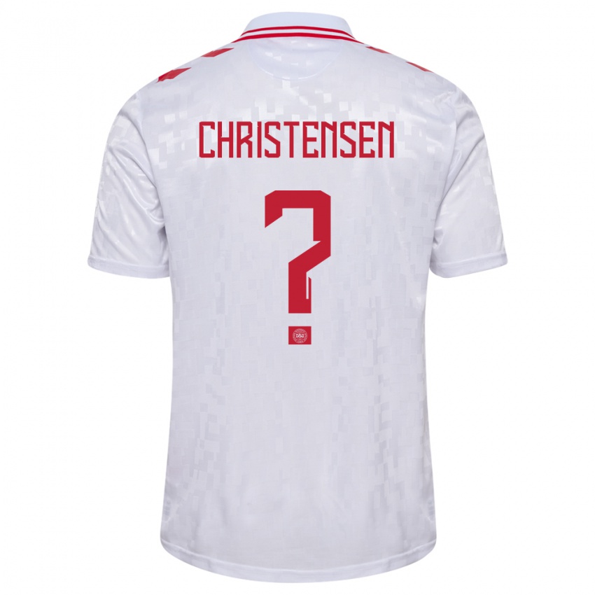 Kinder Dänemark Sebastian Christensen #0 Weiß Auswärtstrikot Trikot 24-26 T-Shirt