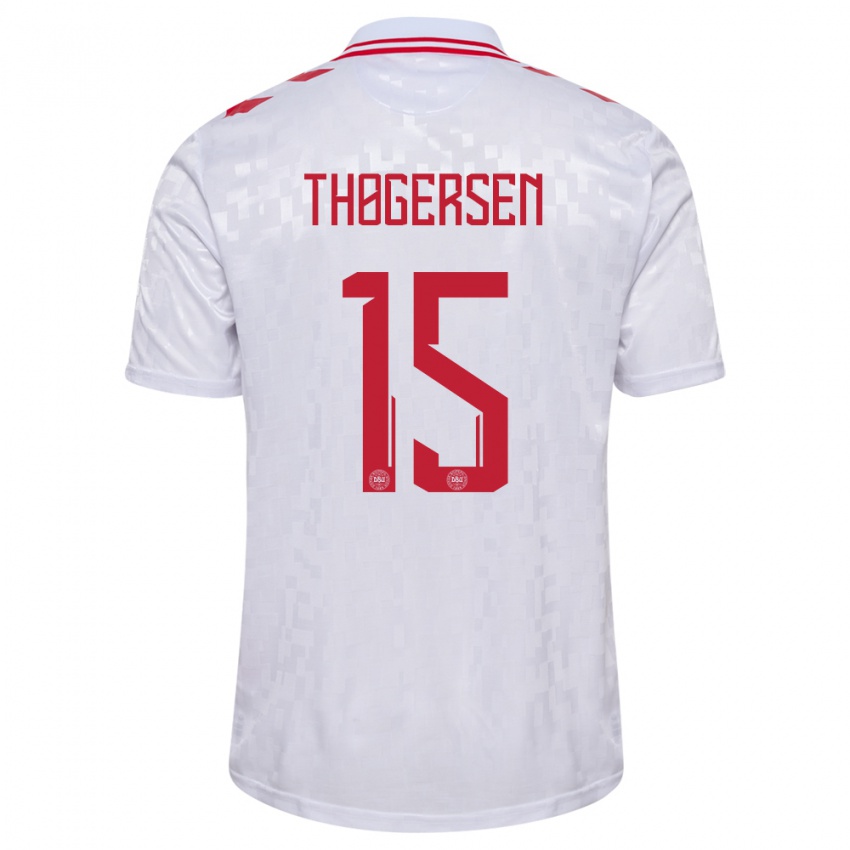 Kinder Dänemark Frederikke Thøgersen #15 Weiß Auswärtstrikot Trikot 24-26 T-Shirt
