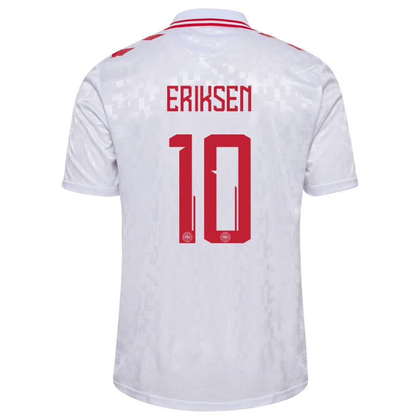Kinder Dänemark Christian Eriksen #10 Weiß Auswärtstrikot Trikot 24-26 T-Shirt
