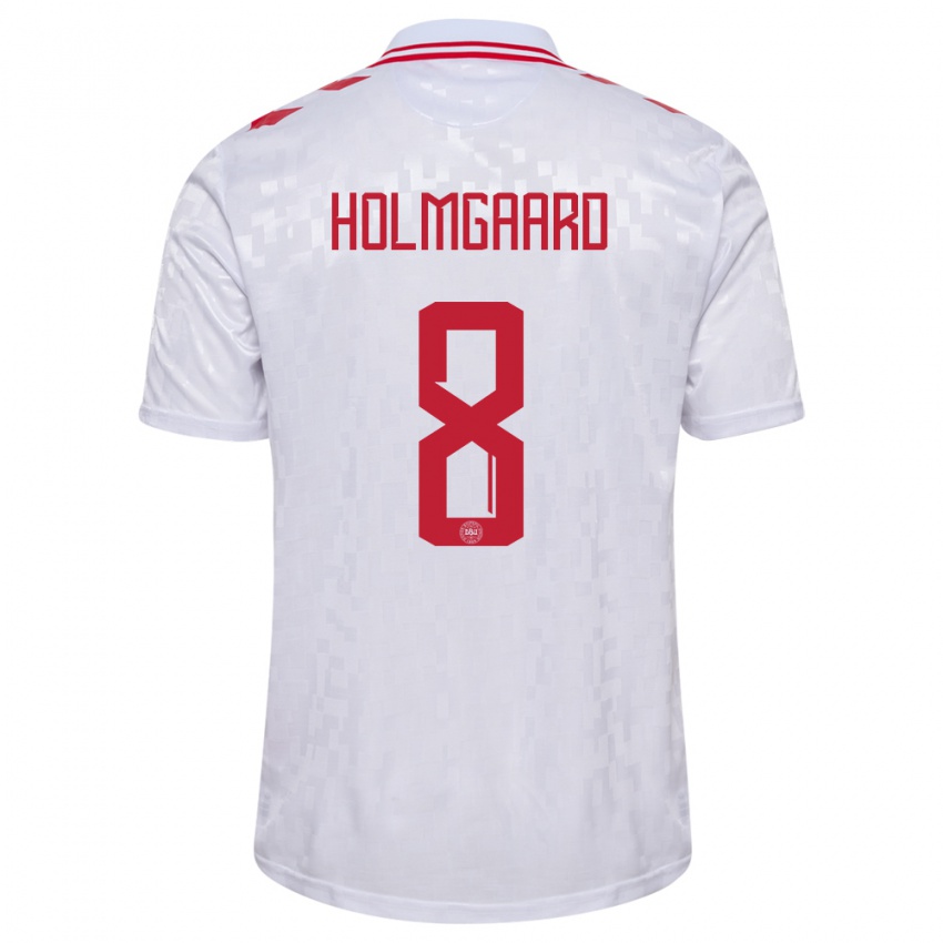 Kinder Dänemark Sara Holmgaard #8 Weiß Auswärtstrikot Trikot 24-26 T-Shirt
