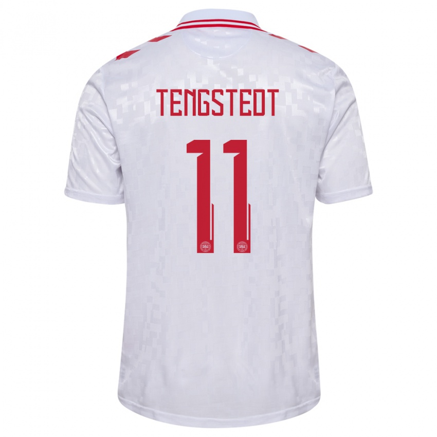 Kinder Dänemark Casper Tengstedt #11 Weiß Auswärtstrikot Trikot 24-26 T-Shirt