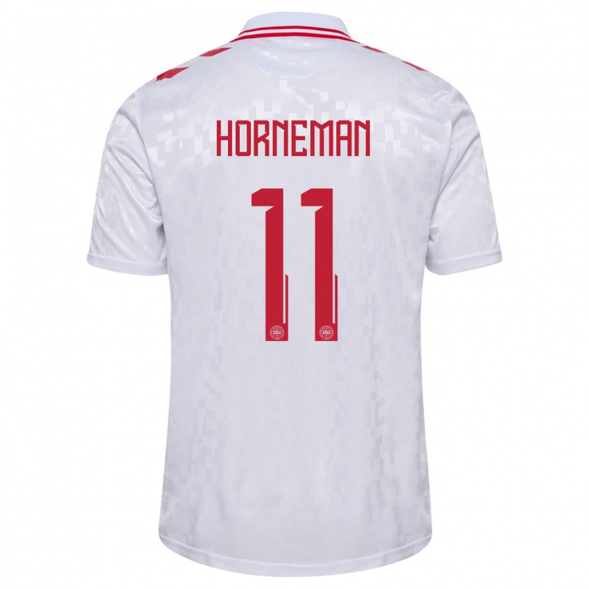 Kinder Dänemark Charly Horneman #11 Weiß Auswärtstrikot Trikot 24-26 T-Shirt