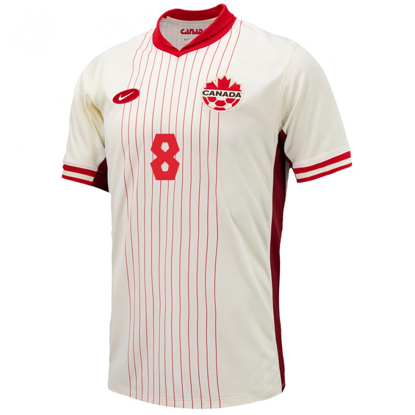 Kinder Kanada Liam Fraser #8 Weiß Auswärtstrikot Trikot 24-26 T-Shirt