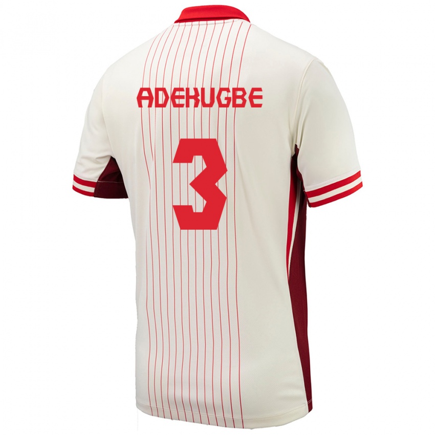 Kinder Kanada Samuel Adekugbe #3 Weiß Auswärtstrikot Trikot 24-26 T-Shirt