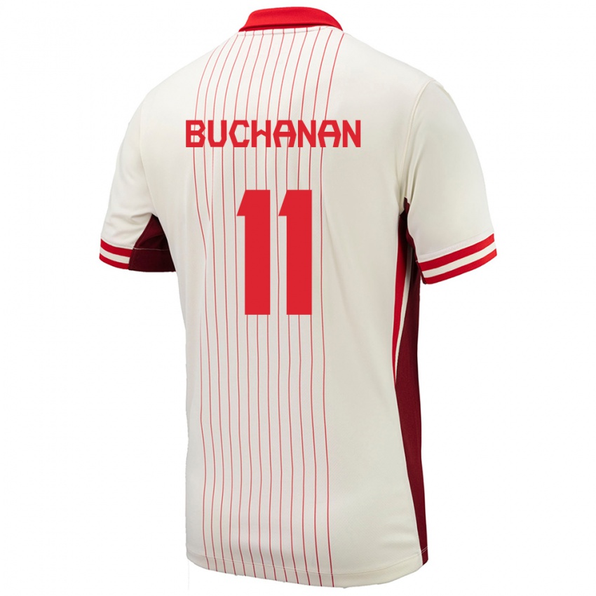 Kinder Kanada Tajon Buchanan #11 Weiß Auswärtstrikot Trikot 24-26 T-Shirt