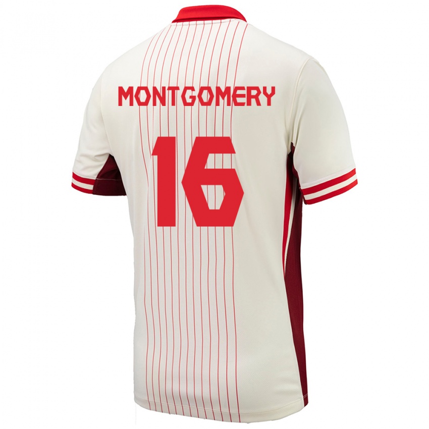 Kinder Kanada Callum Montgomery #16 Weiß Auswärtstrikot Trikot 24-26 T-Shirt