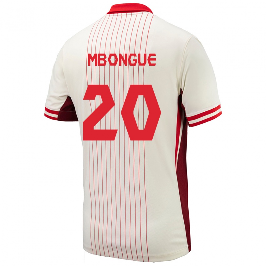 Kinder Kanada Hugo Mbongue #20 Weiß Auswärtstrikot Trikot 24-26 T-Shirt