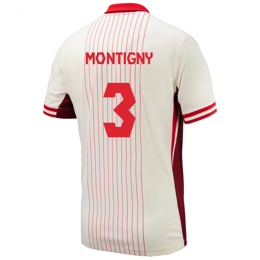Kinder Kanada Gaël De Montigny #3 Weiß Auswärtstrikot Trikot 24-26 T-Shirt