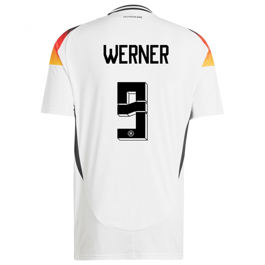 Herren Deutschland Timo Werner #9 Weiß Heimtrikot Trikot 24-26 T-Shirt