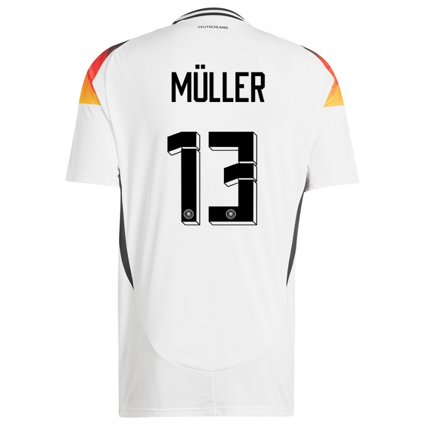 Herren Deutschland Thomas Muller #13 Weiß Heimtrikot Trikot 24-26 T-Shirt