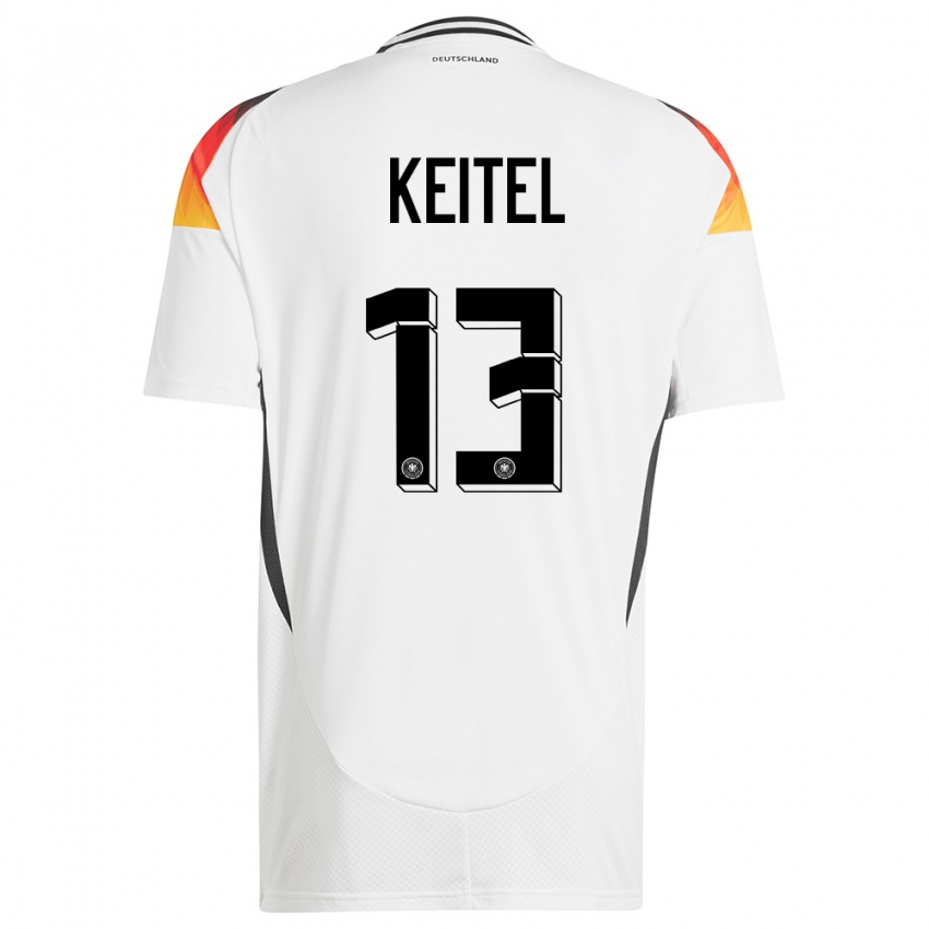 Herren Deutschland Yannik Keitel #13 Weiß Heimtrikot Trikot 24-26 T-Shirt