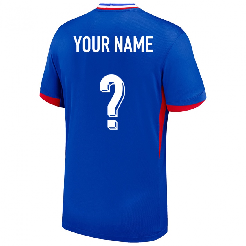 Herren Frankreich Ihren Namen #0 Blau Heimtrikot Trikot 24-26 T-Shirt