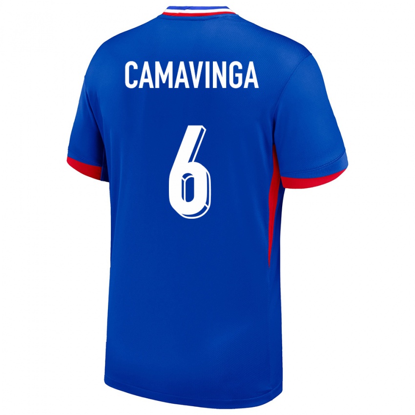 Herren Frankreich Eduardo Camavinga #6 Blau Heimtrikot Trikot 24-26 T-Shirt