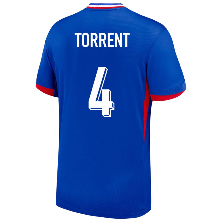 Herren Frankreich Marion Torrent #4 Blau Heimtrikot Trikot 24-26 T-Shirt