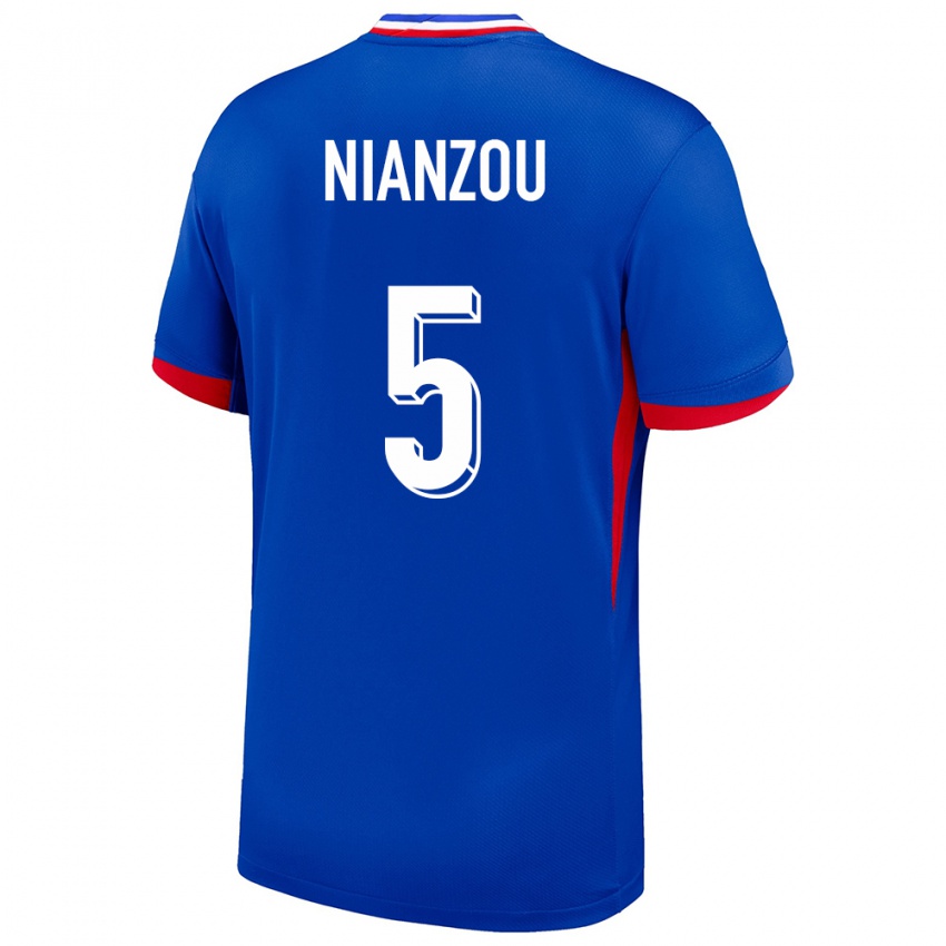 Herren Frankreich Tanguy Nianzou #5 Blau Heimtrikot Trikot 24-26 T-Shirt