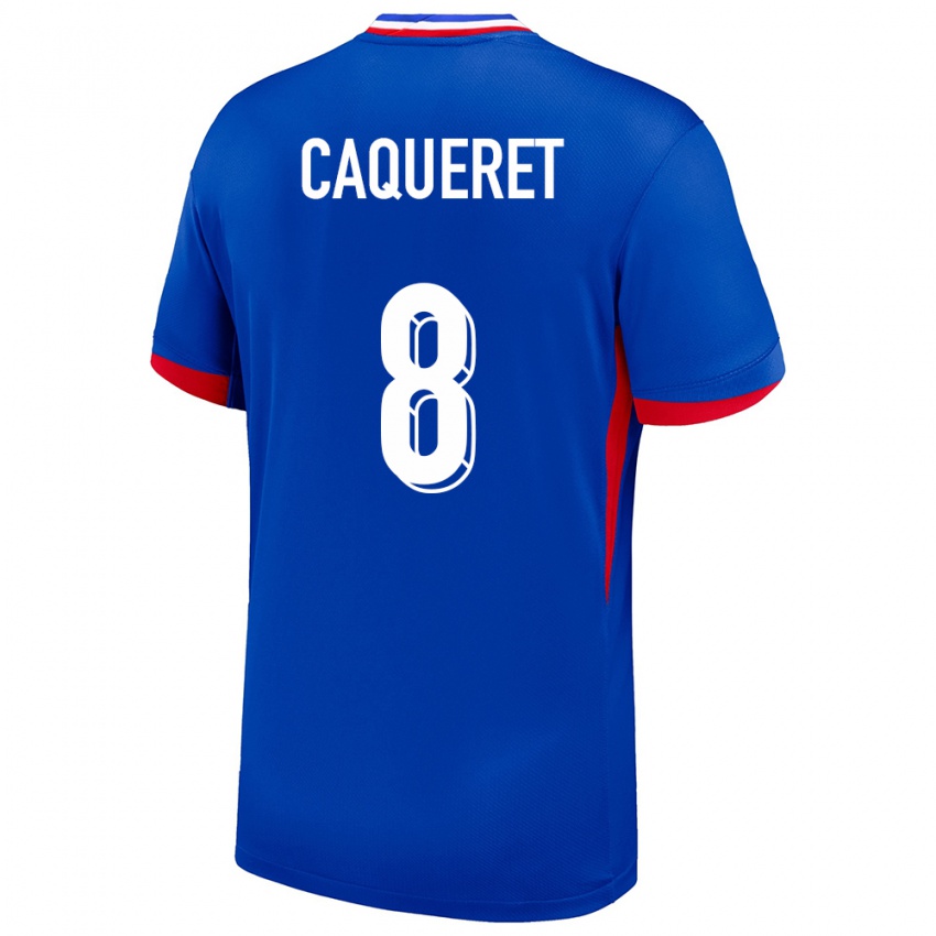 Herren Frankreich Maxence Caqueret #8 Blau Heimtrikot Trikot 24-26 T-Shirt