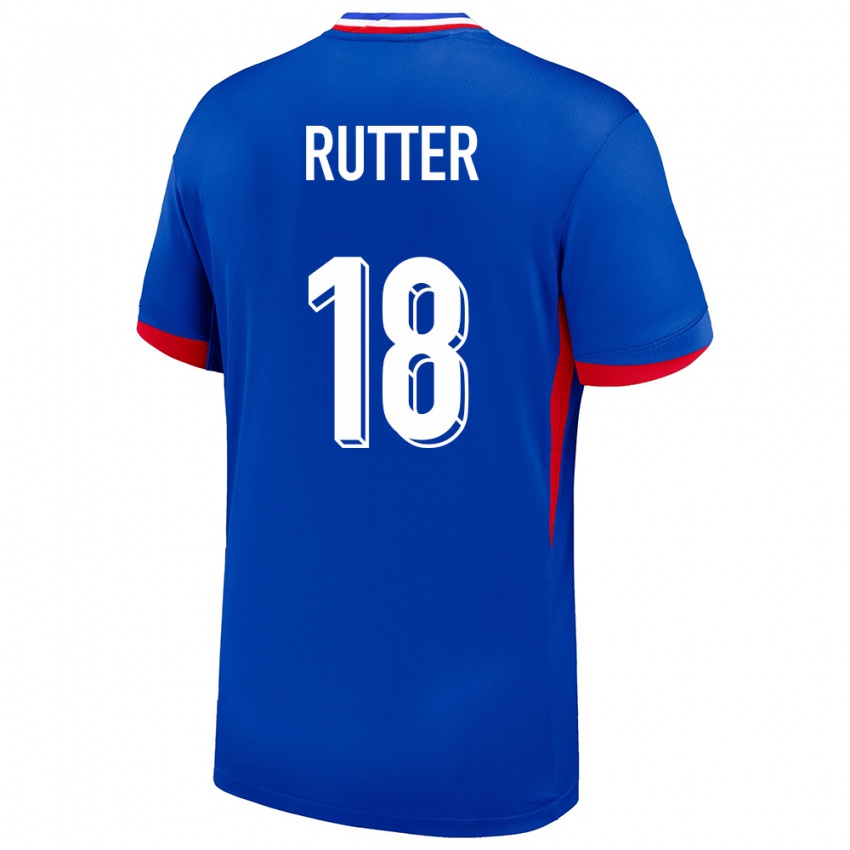 Herren Frankreich Georginio Rutter #18 Blau Heimtrikot Trikot 24-26 T-Shirt