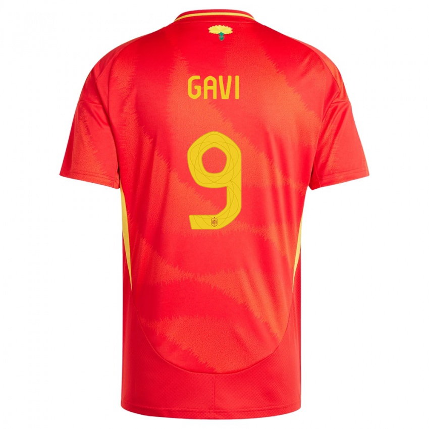 Herren Spanien Gavi #9 Rot Heimtrikot Trikot 24-26 T-Shirt