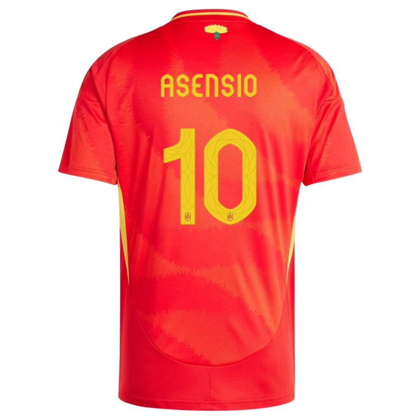Herren Spanien Marco Asensio #10 Rot Heimtrikot Trikot 24-26 T-Shirt