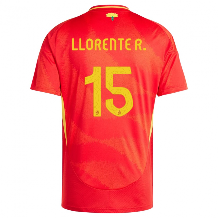 Herren Spanien Diego Llorente #15 Rot Heimtrikot Trikot 24-26 T-Shirt