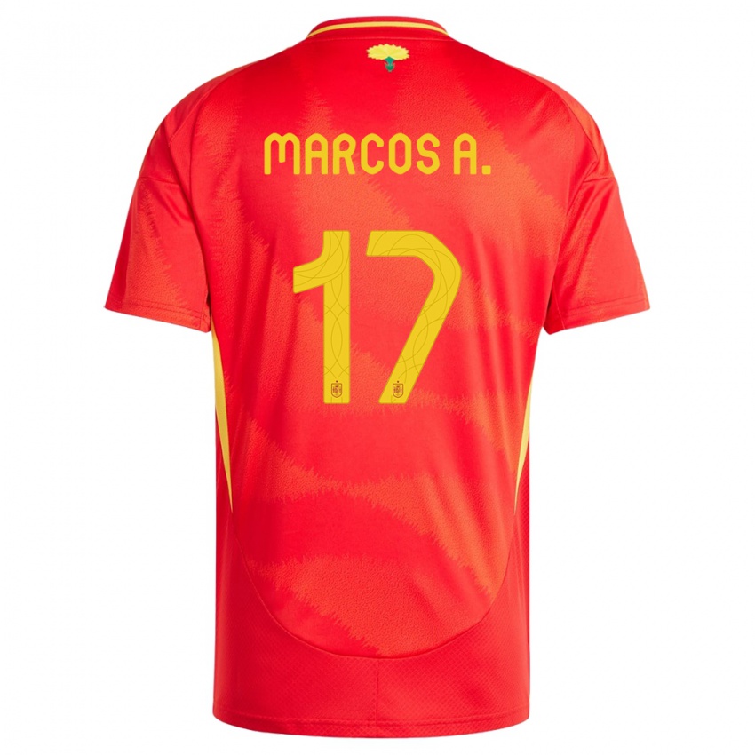 Herren Spanien Marcos Alonso #17 Rot Heimtrikot Trikot 24-26 T-Shirt