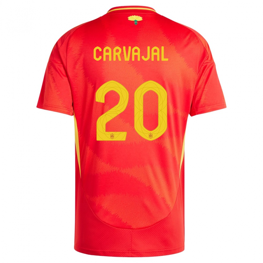 Herren Spanien Daniel Carvajal #20 Rot Heimtrikot Trikot 24-26 T-Shirt
