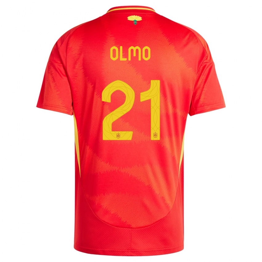 Herren Spanien Dani Olmo #21 Rot Heimtrikot Trikot 24-26 T-Shirt