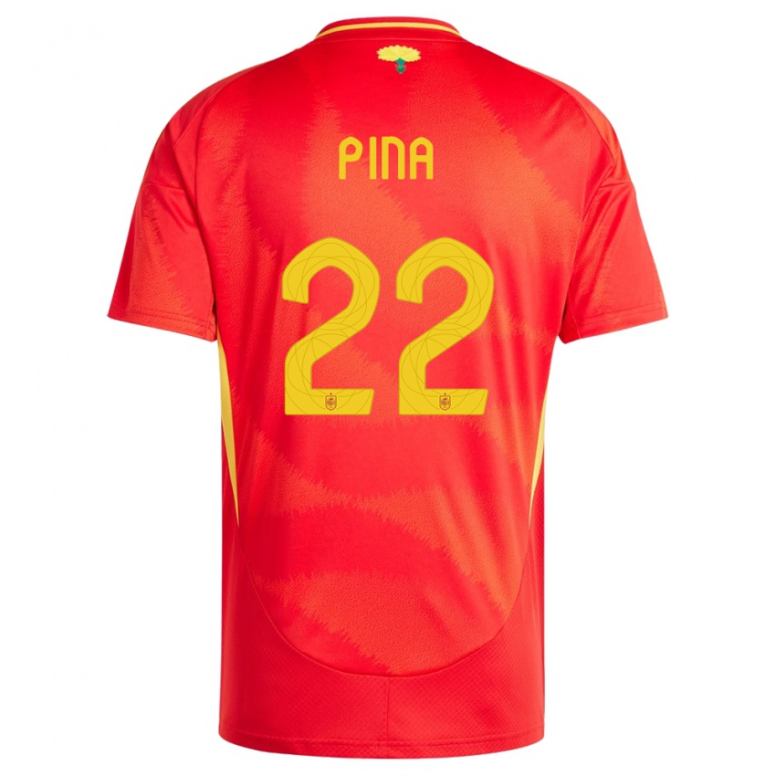 Herren Spanien Claudia Pina #22 Rot Heimtrikot Trikot 24-26 T-Shirt