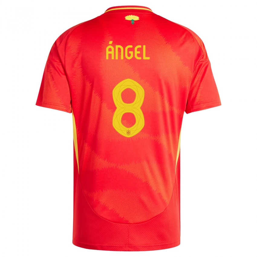 Herren Spanien Manuel Angel #8 Rot Heimtrikot Trikot 24-26 T-Shirt
