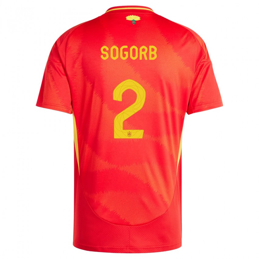 Herren Spanien Carles Sogorb #2 Rot Heimtrikot Trikot 24-26 T-Shirt