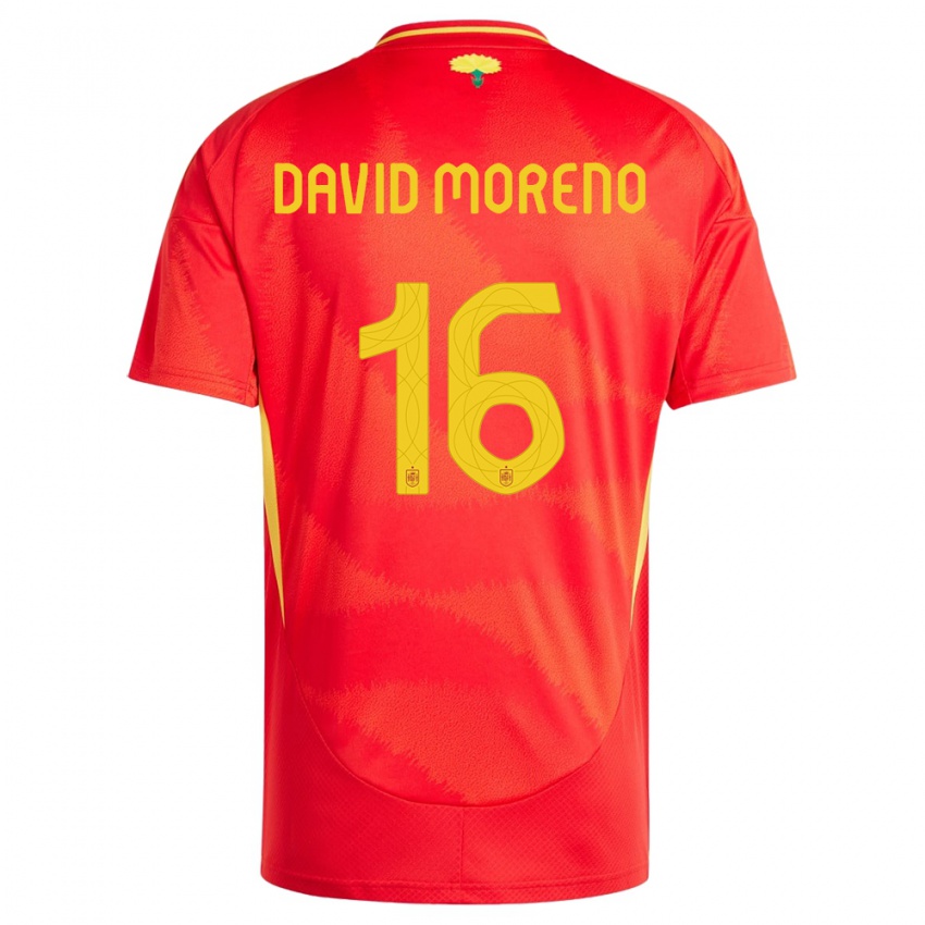 Herren Spanien Antonio David Moreno #16 Rot Heimtrikot Trikot 24-26 T-Shirt