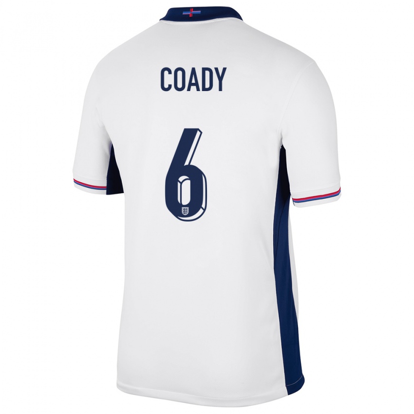 Herren England Conor Coady #6 Weiß Heimtrikot Trikot 24-26 T-Shirt
