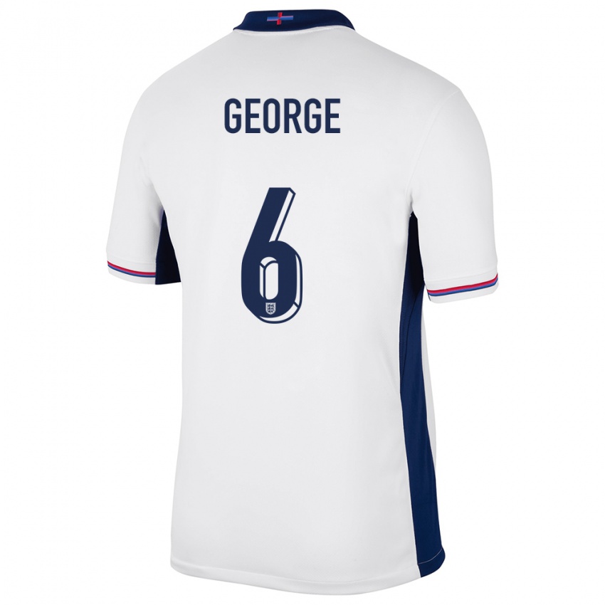 Herren England Gabby George #6 Weiß Heimtrikot Trikot 24-26 T-Shirt