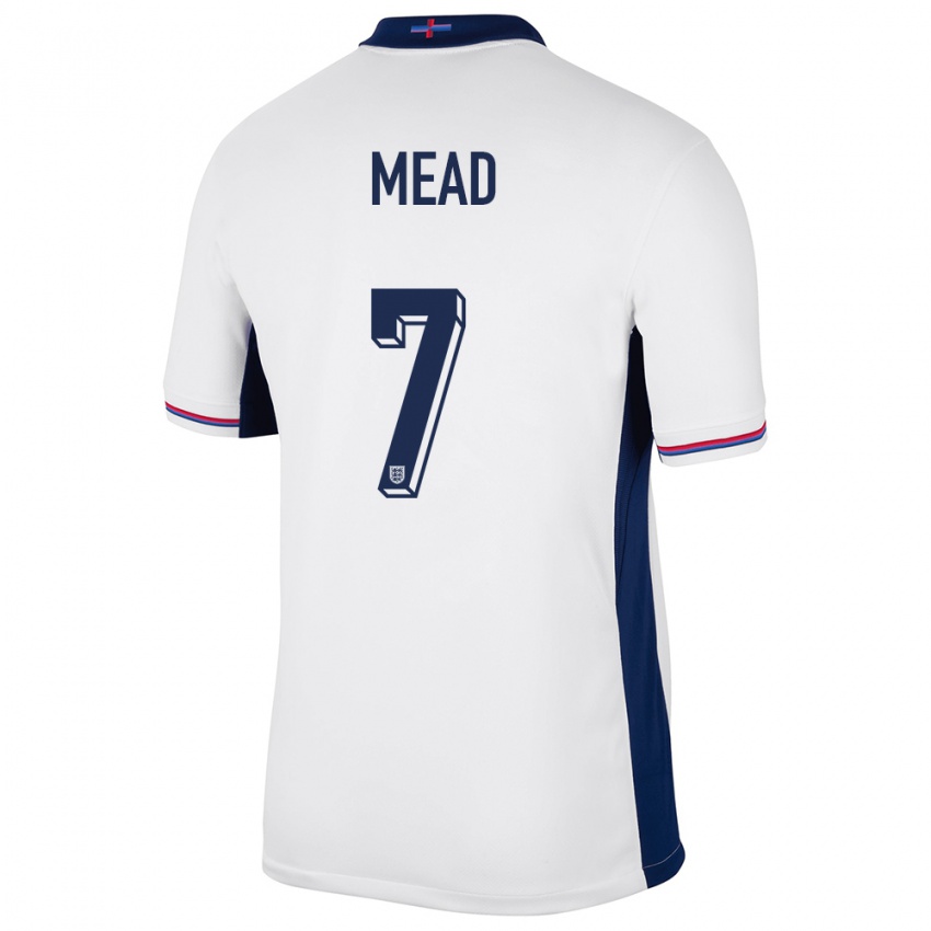 Herren England Beth Mead #7 Weiß Heimtrikot Trikot 24-26 T-Shirt