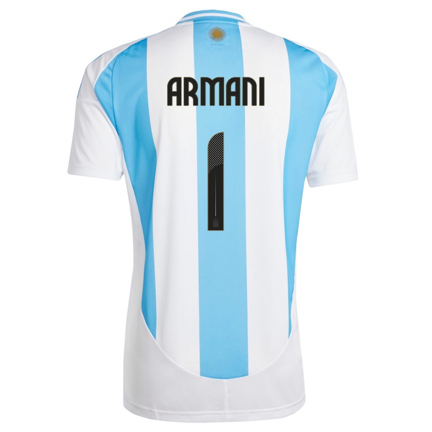 Herren Argentinien Franco Armani #1 Weiß Blau Heimtrikot Trikot 24-26 T-Shirt