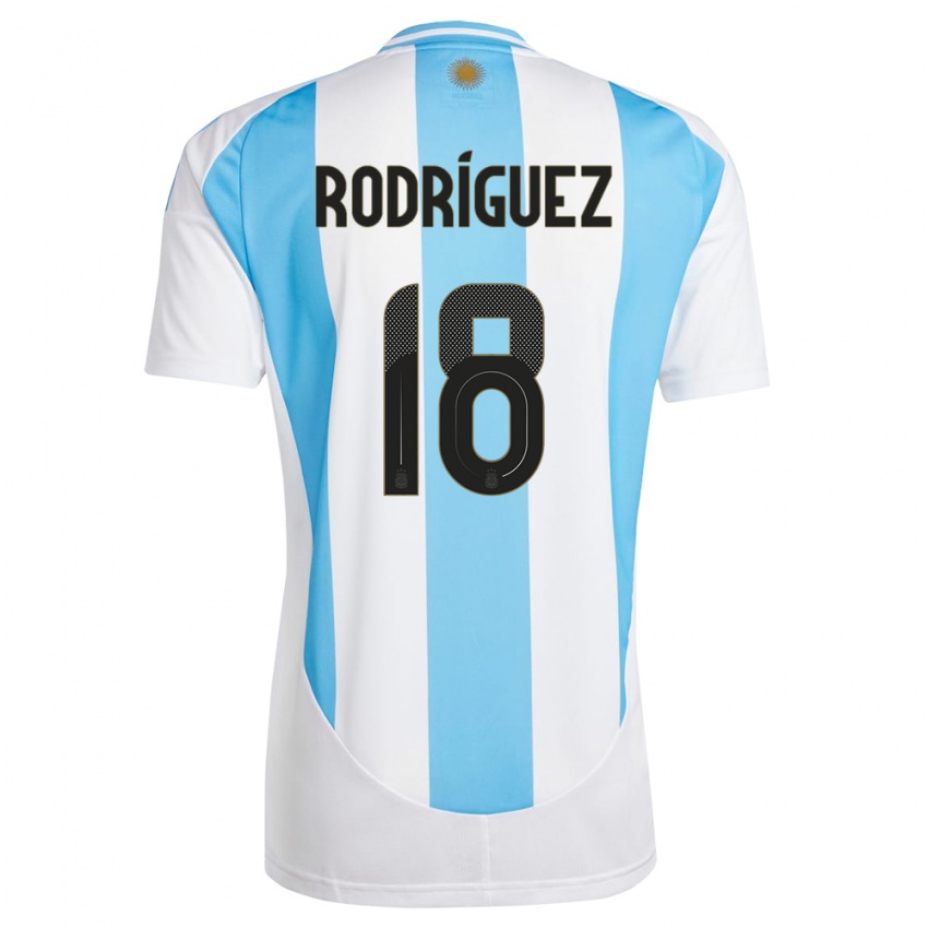Herren Argentinien Guido Rodriguez #18 Weiß Blau Heimtrikot Trikot 24-26 T-Shirt