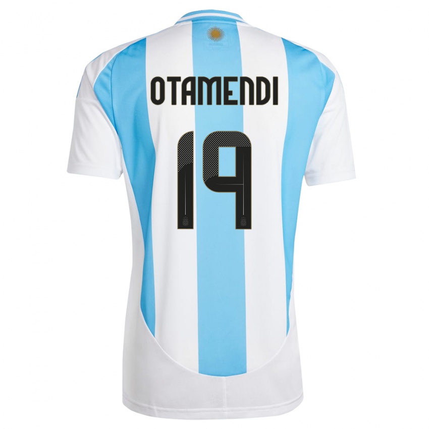 Herren Argentinien Nicolas Otamendi #19 Weiß Blau Heimtrikot Trikot 24-26 T-Shirt