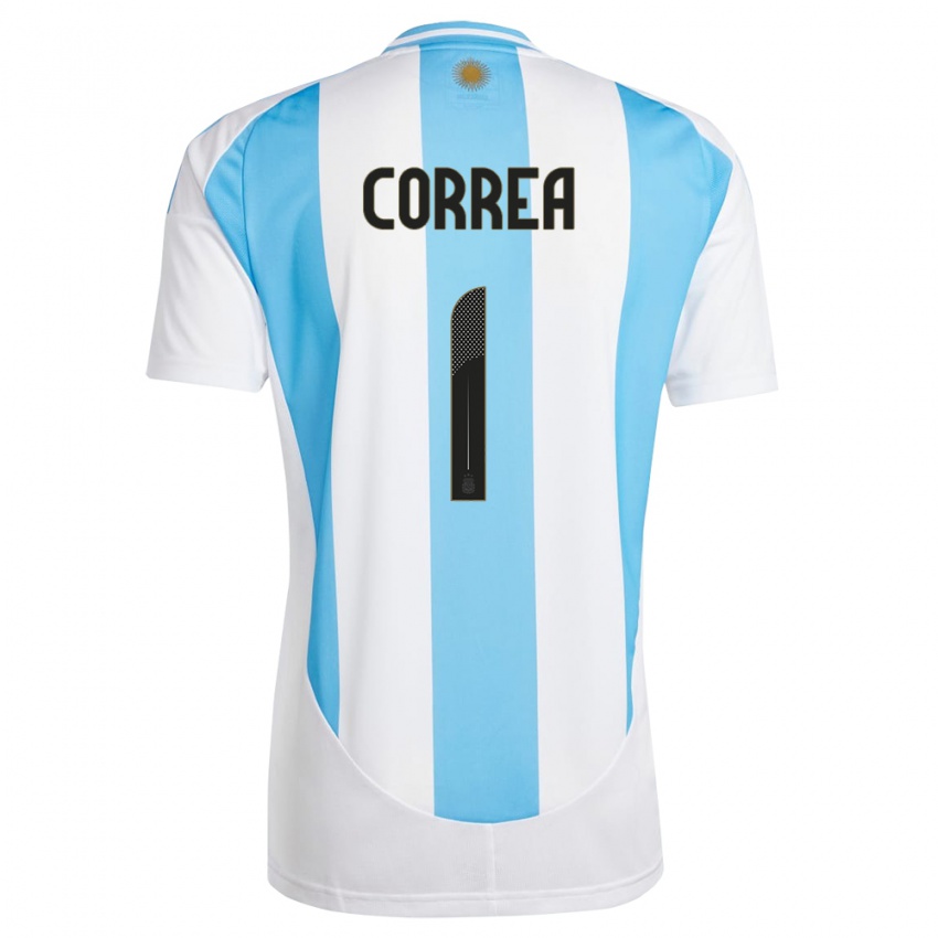Herren Argentinien Vanina Correa #1 Weiß Blau Heimtrikot Trikot 24-26 T-Shirt