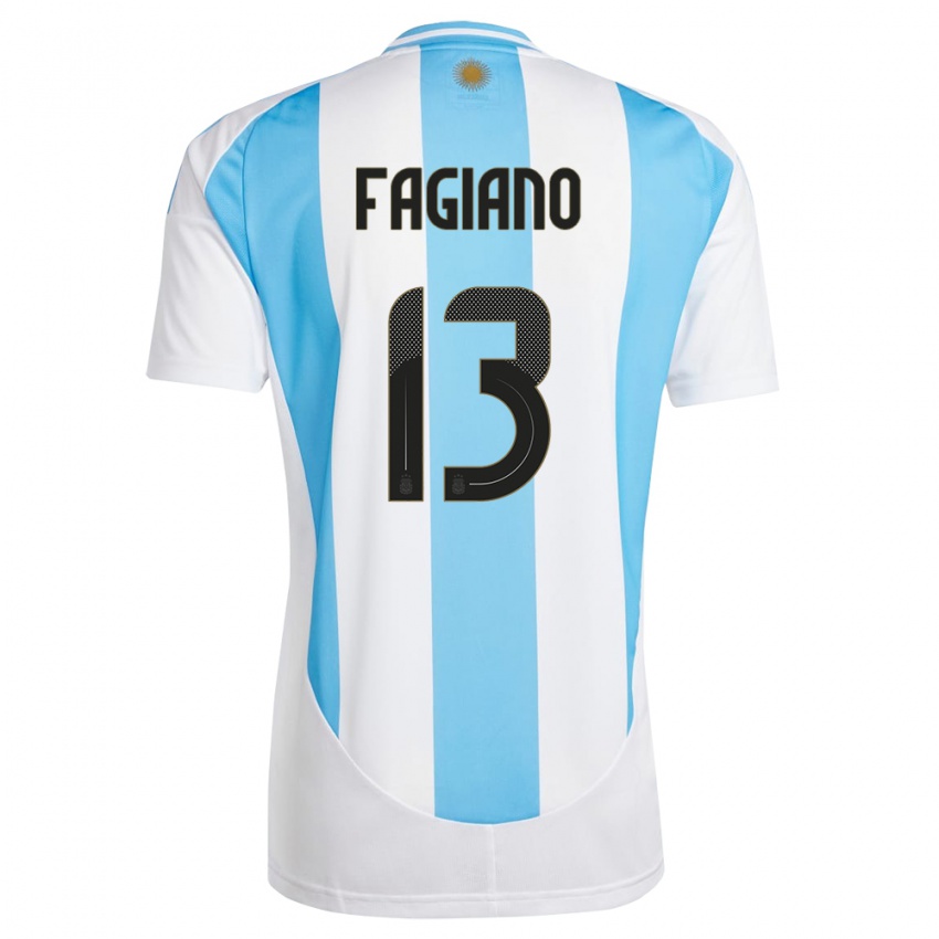 Herren Argentinien Paloma Fagiano #13 Weiß Blau Heimtrikot Trikot 24-26 T-Shirt