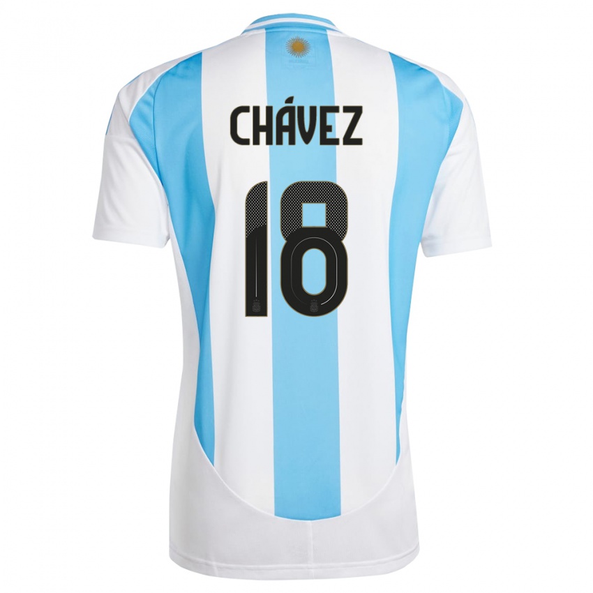 Herren Argentinien Gabriela Chavez #18 Weiß Blau Heimtrikot Trikot 24-26 T-Shirt