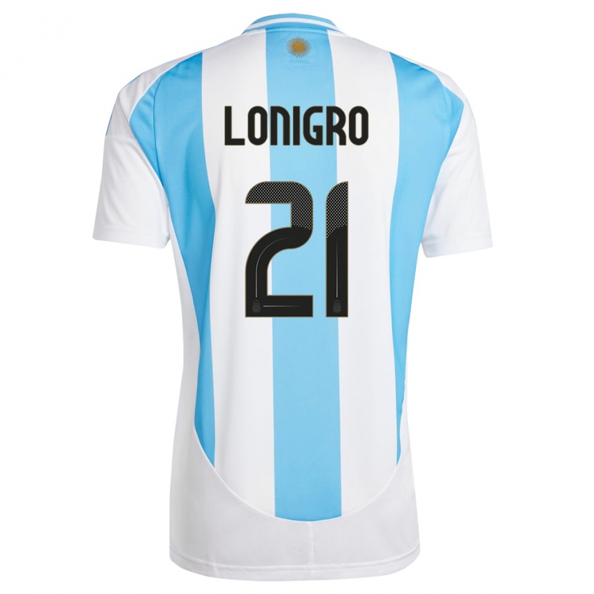 Herren Argentinien Erica Lonigro #21 Weiß Blau Heimtrikot Trikot 24-26 T-Shirt