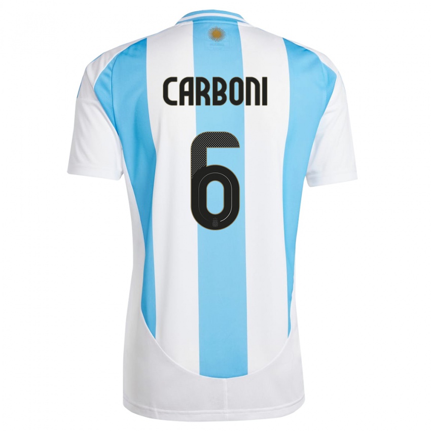 Herren Argentinien Franco Carboni #6 Weiß Blau Heimtrikot Trikot 24-26 T-Shirt