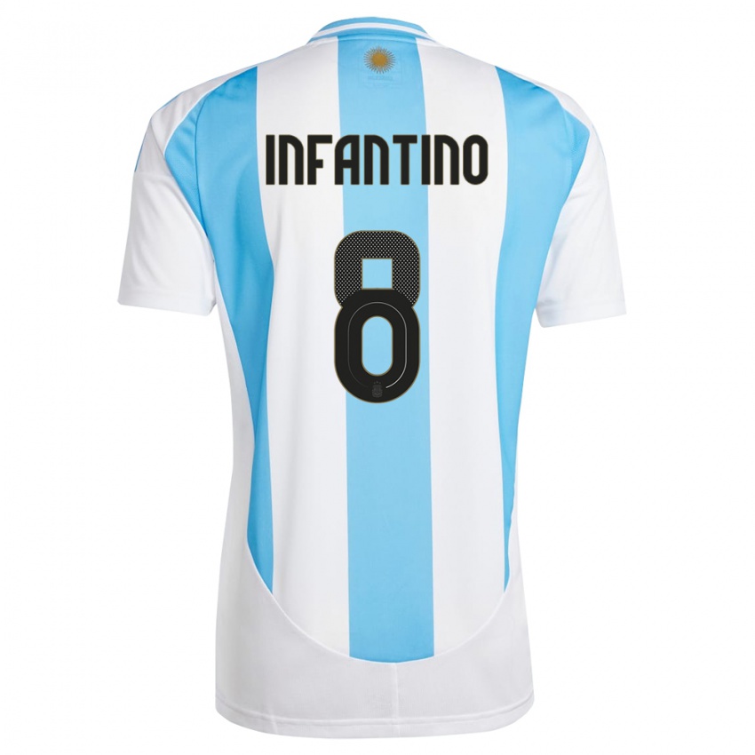 Herren Argentinien Gino Infantino #8 Weiß Blau Heimtrikot Trikot 24-26 T-Shirt